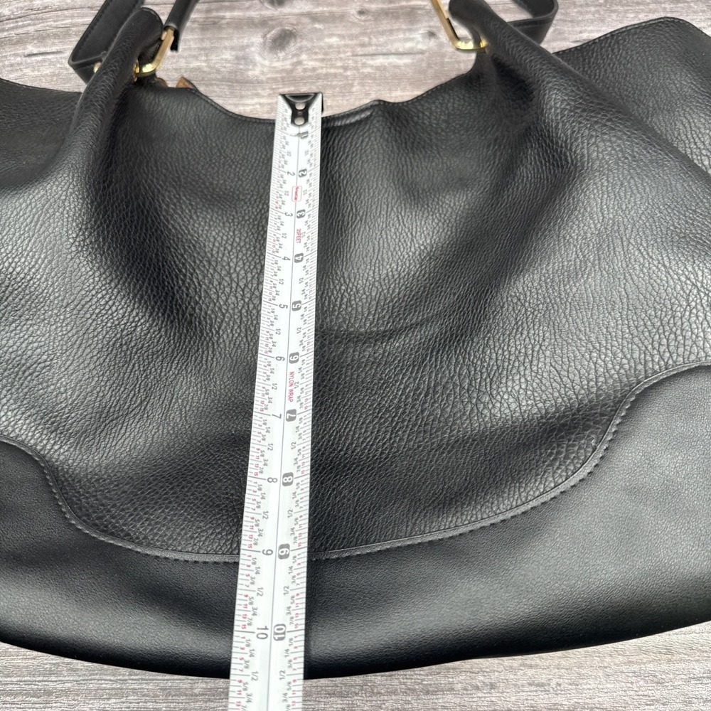 Sondra Roberts Large Black Pebbled Zip Top Tote Lined Inner Pockets Quiet Luxury - Picture 9 of 11